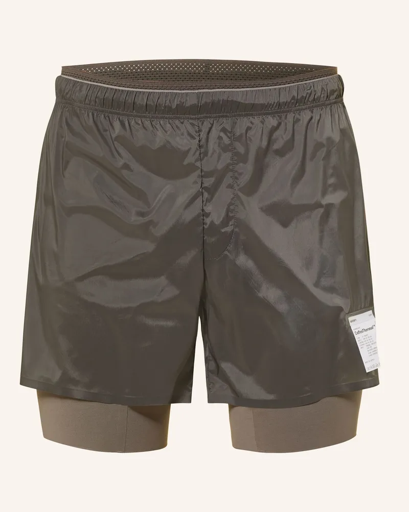 Satisfy 2-In-1-Laufshorts Coffeethermal™ 8“ gruen Taupe