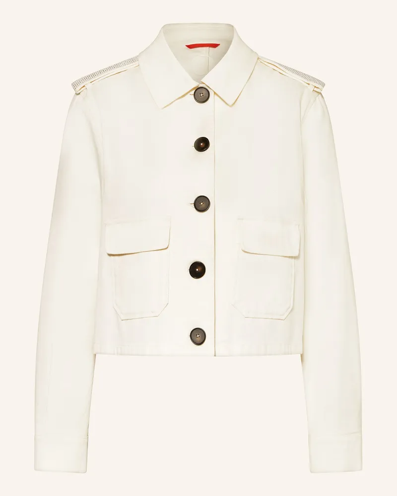 No. 1 Como Kastenjacke mit Schmucksteinen Ecru