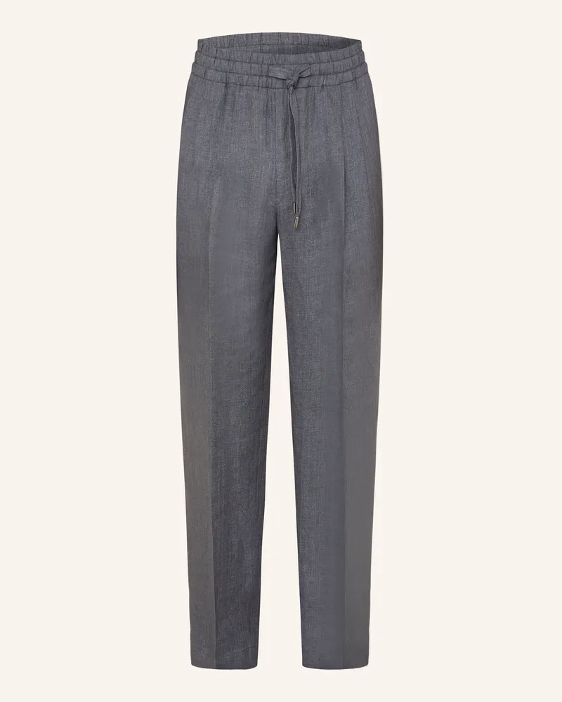 Dolce & Gabbana Anzughose Regular Fit aus Leinen Dunkelgrau