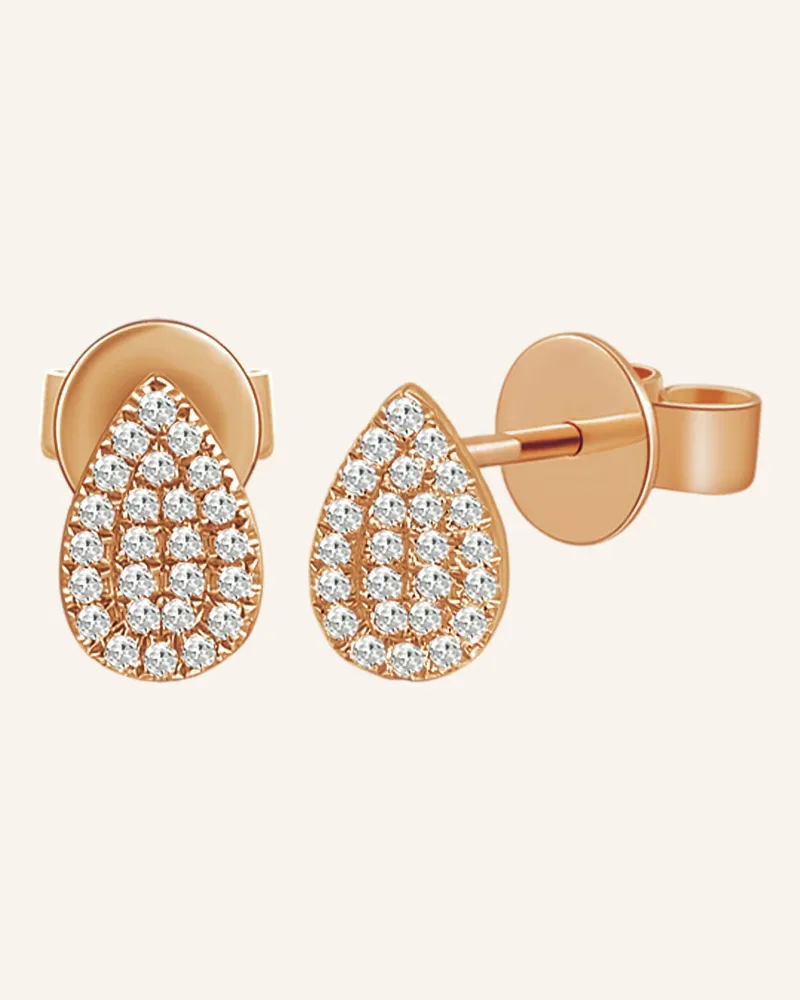Leaf Ohrstecker DROPS aus 18 Karat Rosegold mit Diamanten Roségold