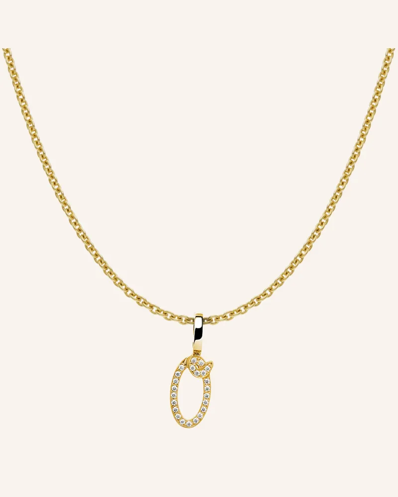 CADA Kette TINY DIAMOND LETTER O Gold
