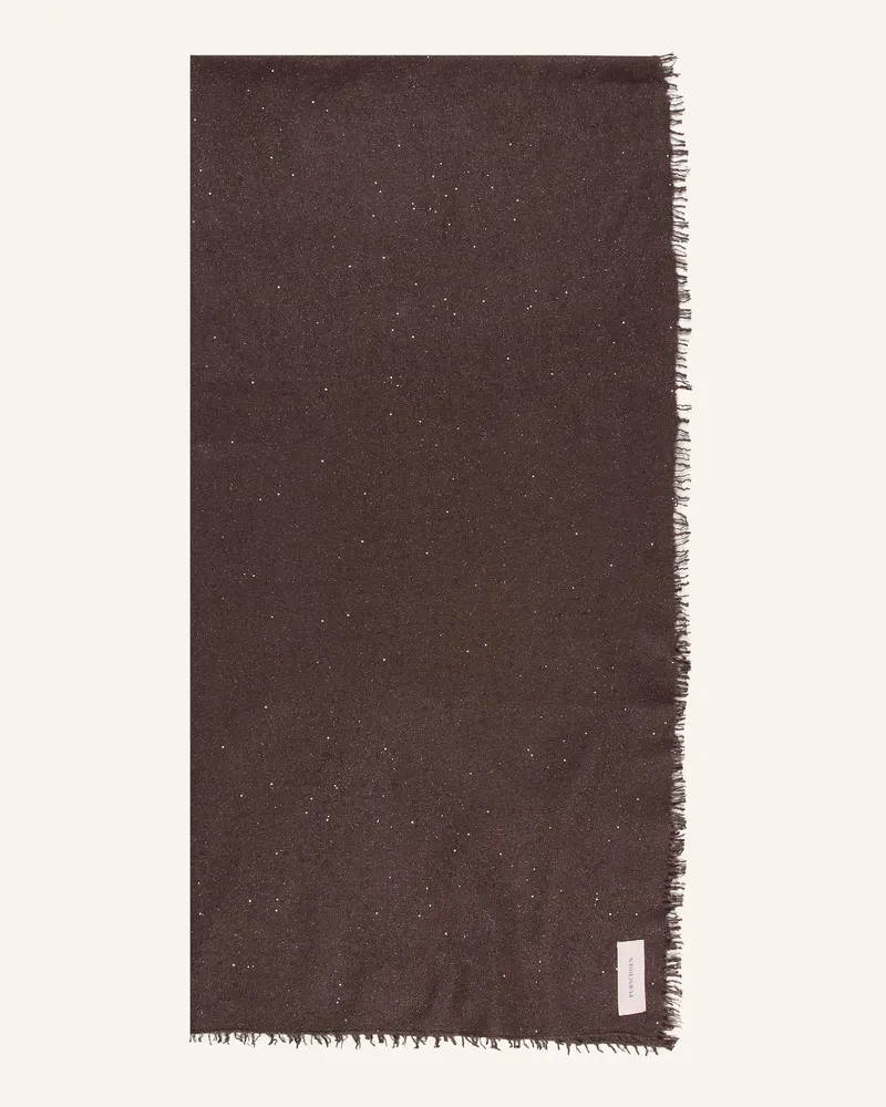 Puschoen Cashmere-Schal Mit Pailletten braun Dunkelbraun