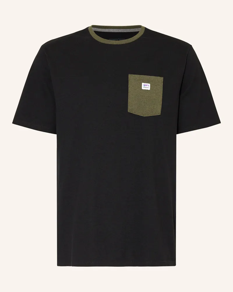 Patagonia T-Shirt SHOP STICKER POCKET RESPONSIBILI-TEE Schwarz