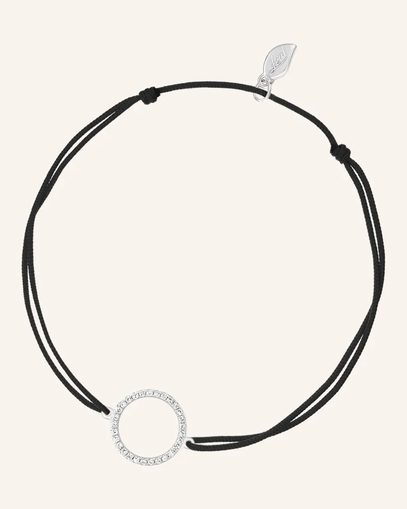 Leaf Freundschaftsarmband CIRCLE aus 18 Karat Weißgold mit Diamanten Schwarz