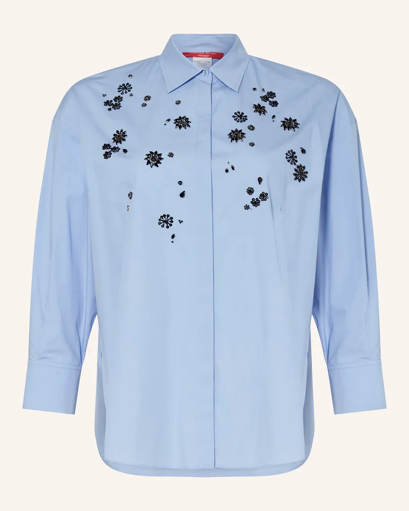 Marina Rinaldi Hemdbluse UGANDA mit Pailletten und Schmucksteinen Hellblau