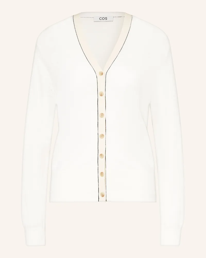 COS Strickjacke mit Merinowolle und Leinen Weiss