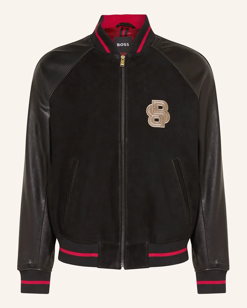 HUGO BOSS Lederblouson MENIT Schwarz