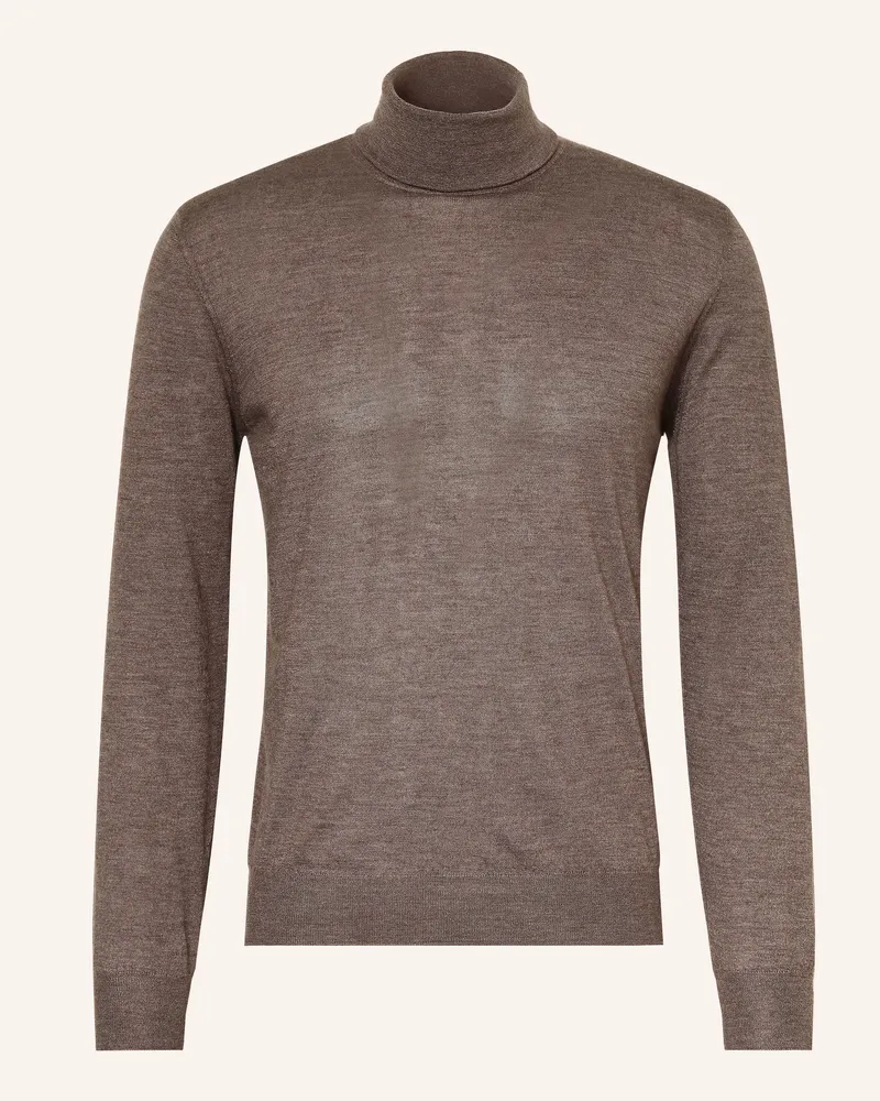 FIORONI Rollkragenpullover Aus Cashmere Mit Seide braun Taupe