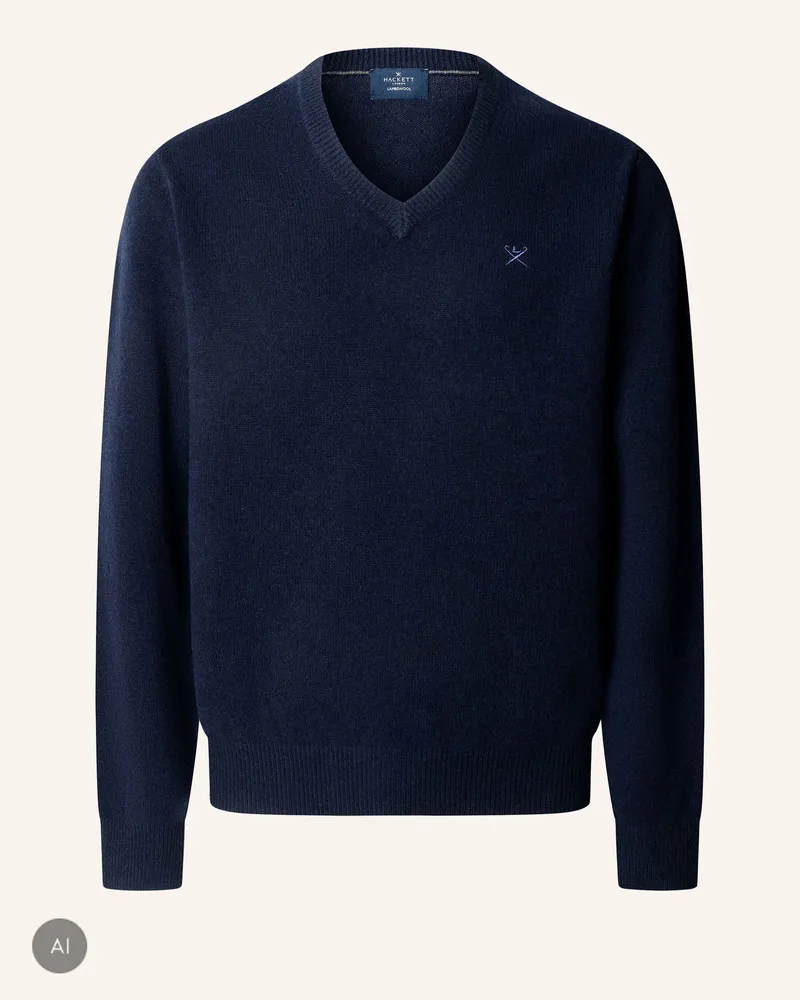 Hackett Pullover Lambswool V Neck blau Blau