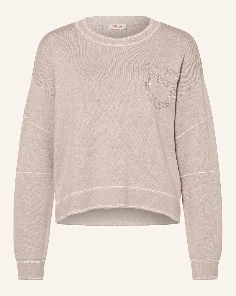 Liu Jo Pullover Mit Schmucksteinen braun Taupe