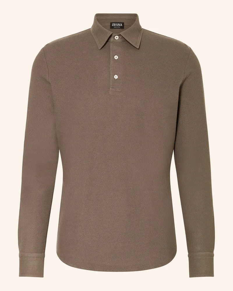 Ermenegildo Zegna Piqué-Poloshirt beige Braun