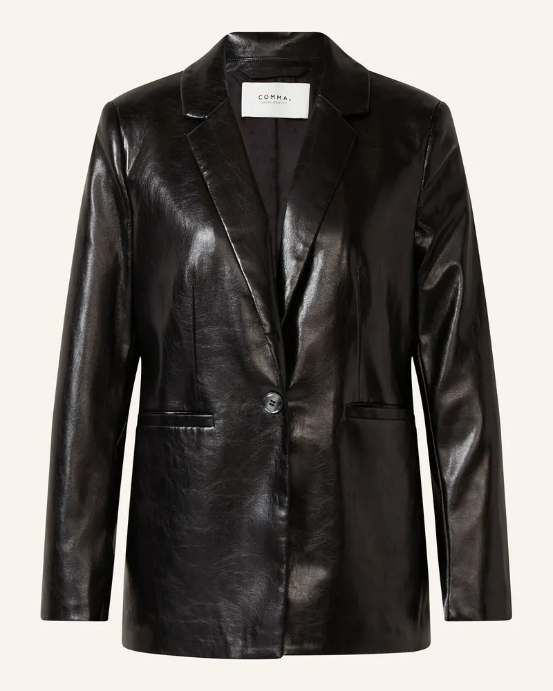 COMMA Blazer in Lederoptik Schwarz