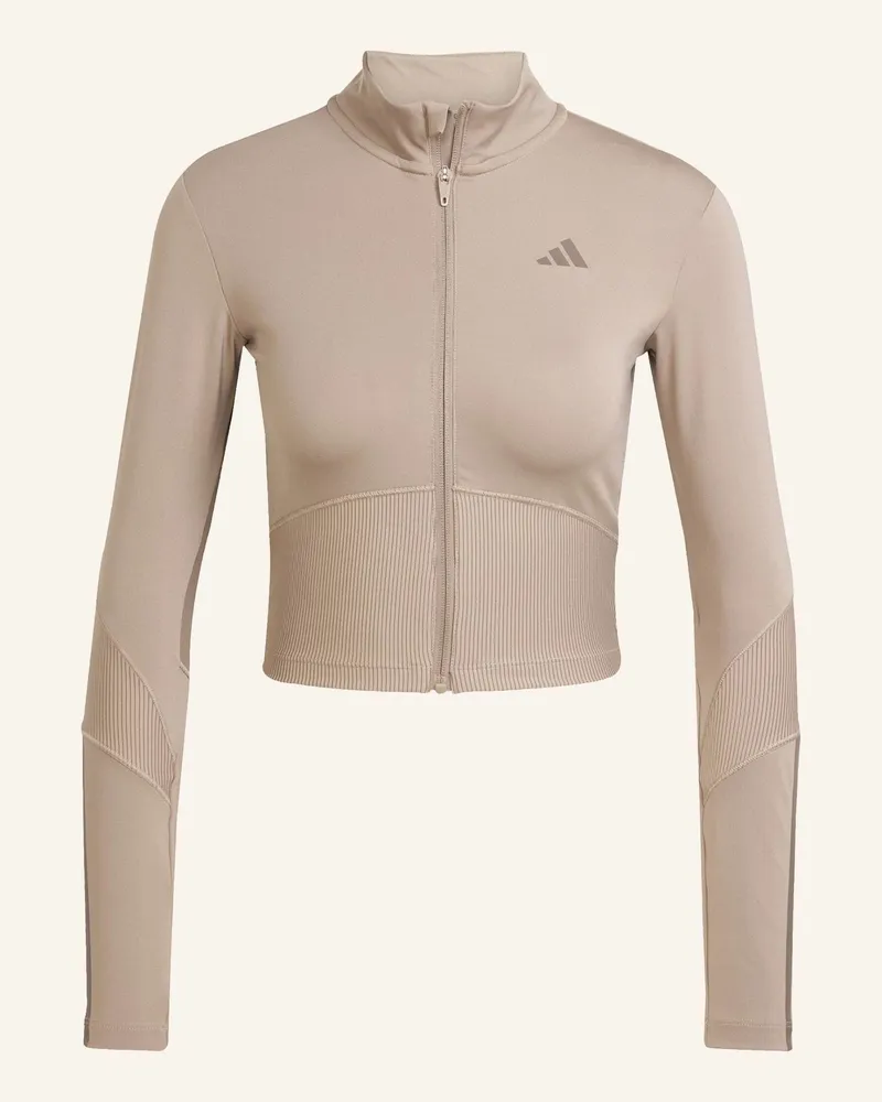 adidas HYPERGLAM RIB ZIP THRU COVER UP Braun