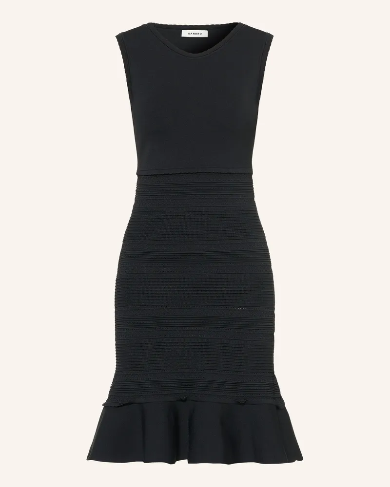 Sandro Strickkleid Mit Volants schwarz Schwarz