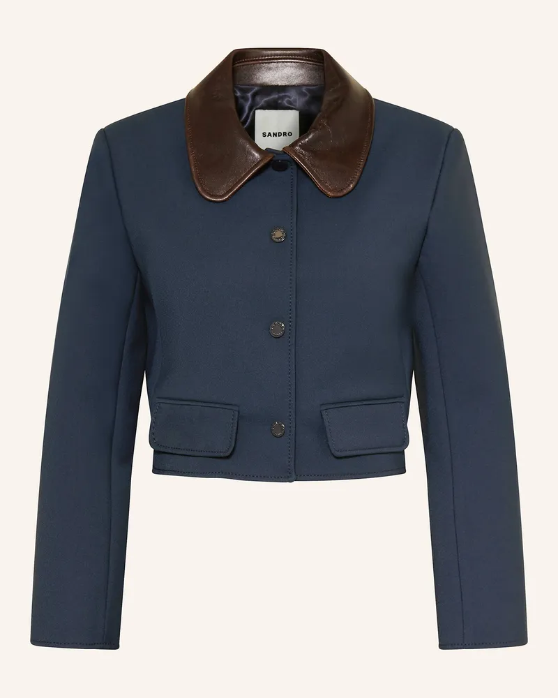 Sandro Cropped-Jacke Dunkelblau