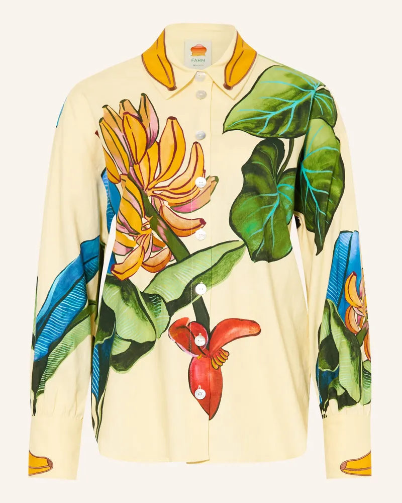 FARM Rio Hemdbluse Banana Grapes Mit Leinen gelb Hellgelb