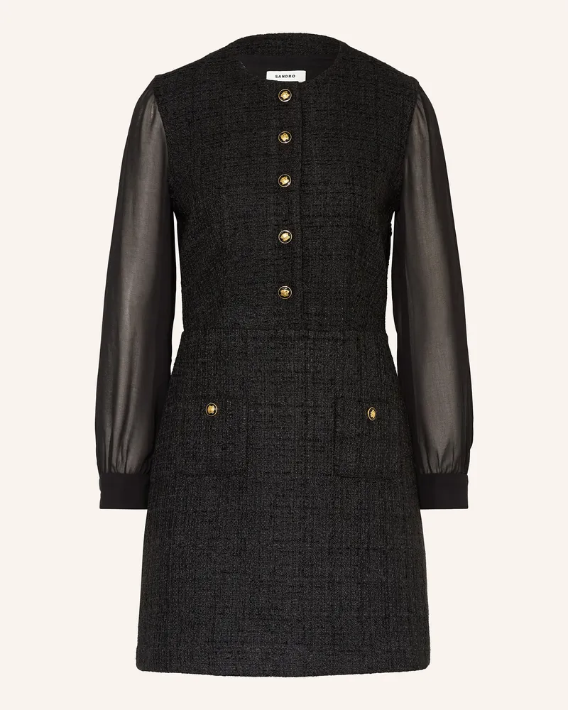 Sandro Tweed-Kleid Schwarz
