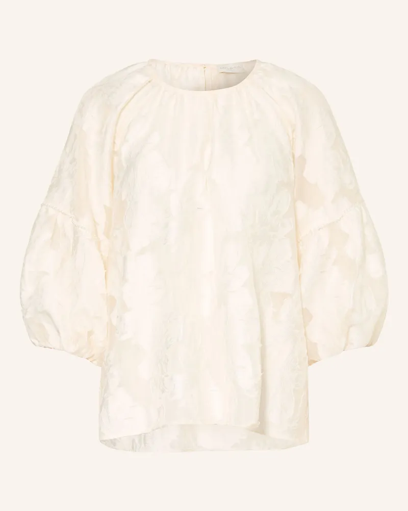 Milano Italy Blusenshirt Aus Jaquard Mit 3/4-Arm beige Creme