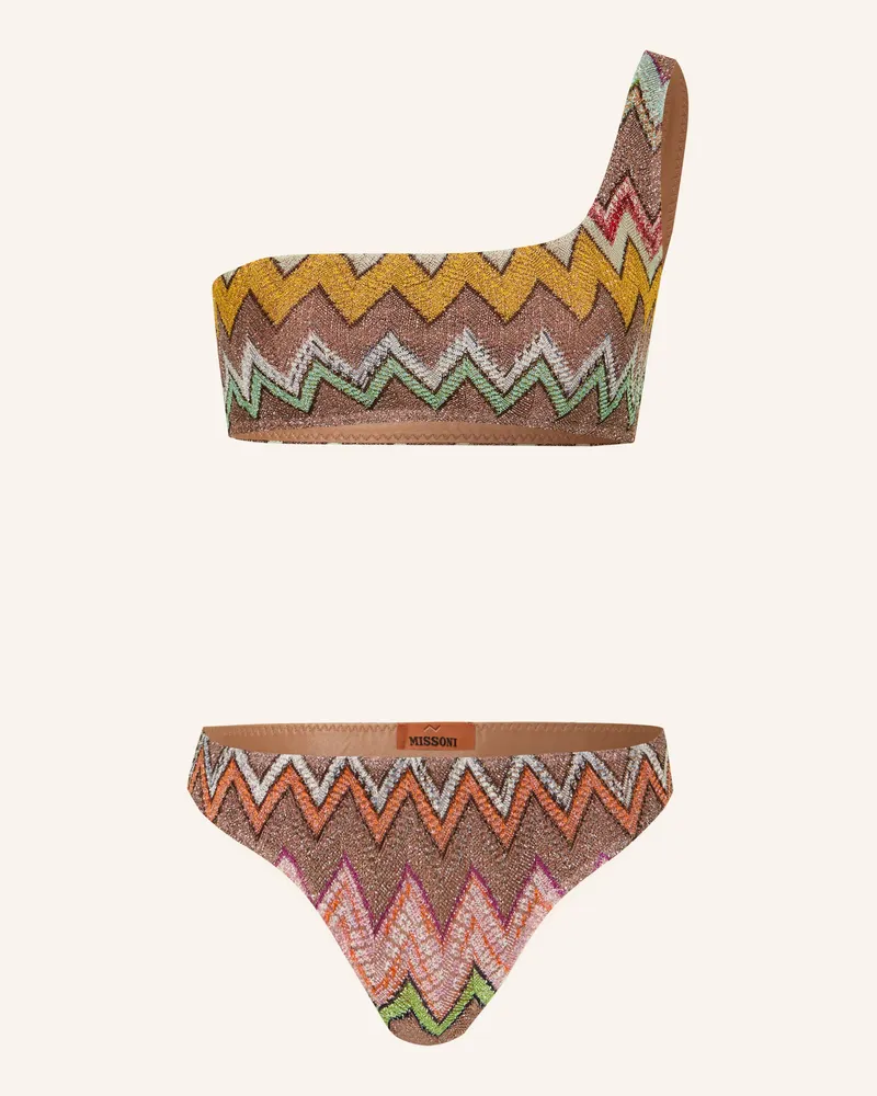 Missoni One-Shoulder-Bikini Mit Glitzergarn braun Braun