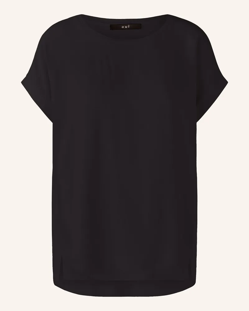 Oui  Blusenshirt im Materialmix Schwarz