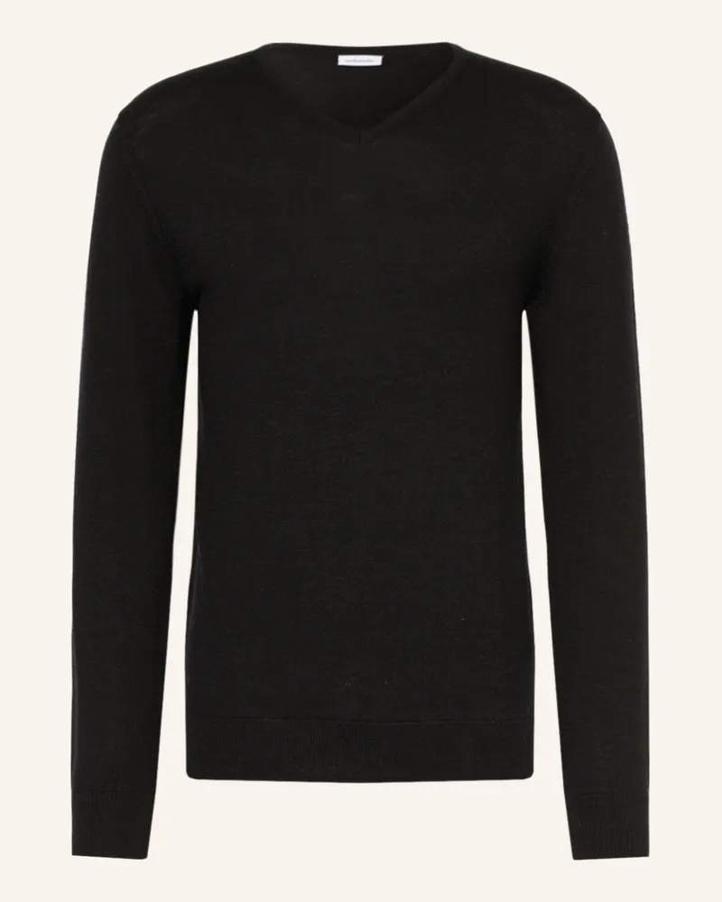 Seidensticker Pullover Aus Merinowolle schwarz Schwarz