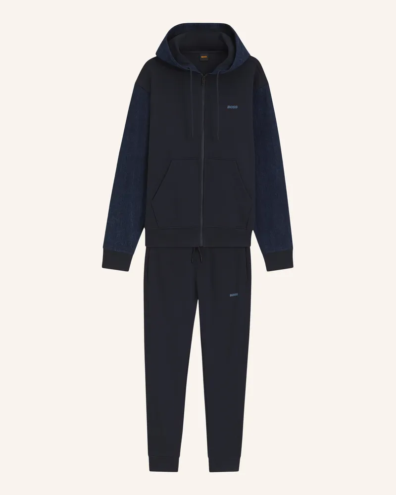 HUGO BOSS Sweatshirt Tracksuitmixdenim_In Relaxed Fit blau Dunkelblau