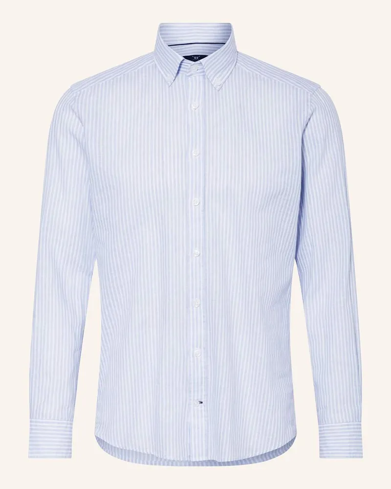 Strokesman's Hemd Regular Fit mit Leinen Blau