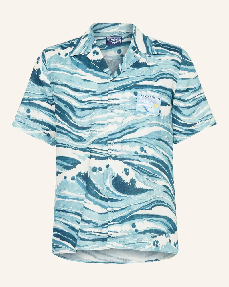 Vilebrequin Resorthemd Charli Regular Fit Aus Leinen blau Petrol