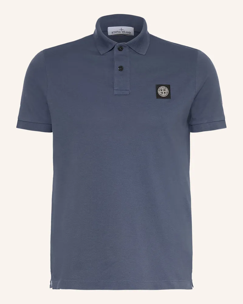 Stone Island Piqué-Poloshirt Slim Fit blau Dunkelblau