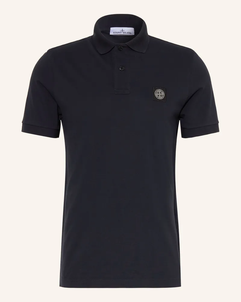 Stone Island Piqué-Poloshirt Slim Fit blau Dunkelblau