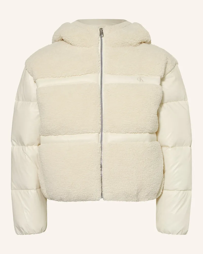Calvin Klein Steppjacke Mit Teddyfell grau Ecru