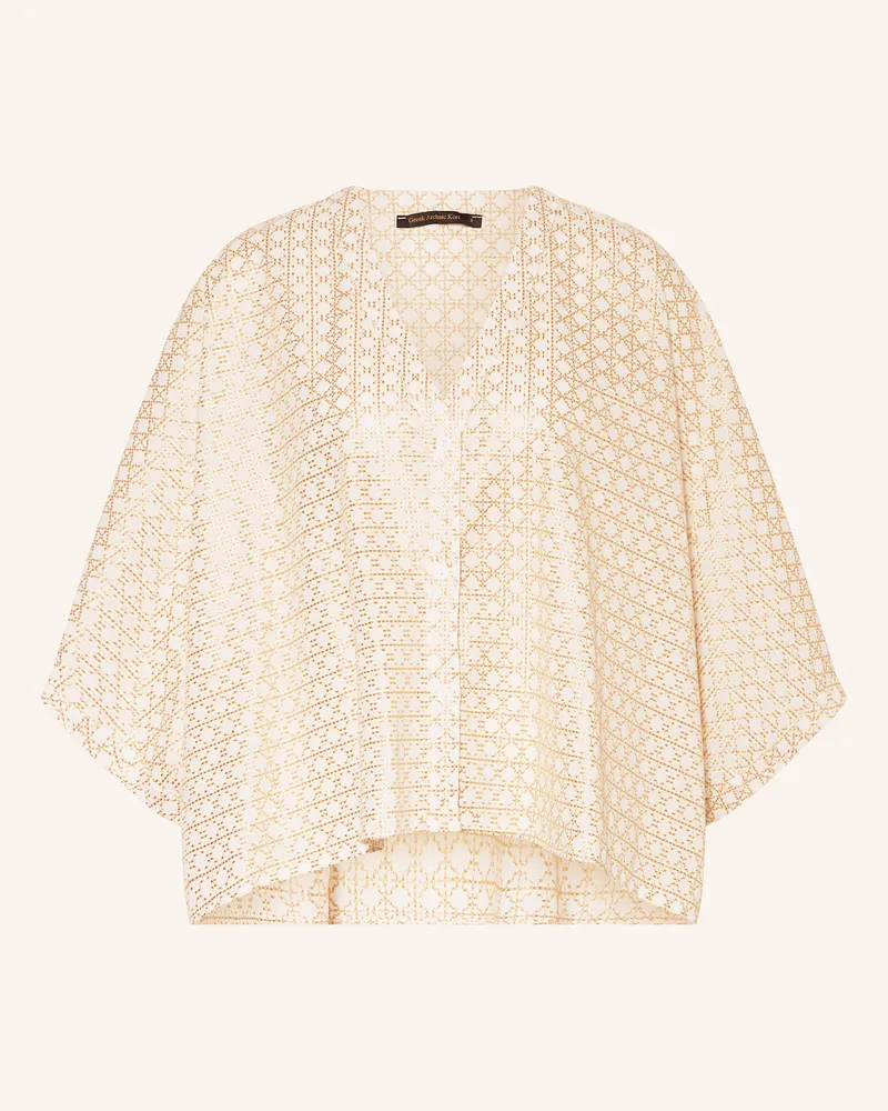 Greek Archaic Kori Tunika Cross Mit Glitzergarn weiss Weiss