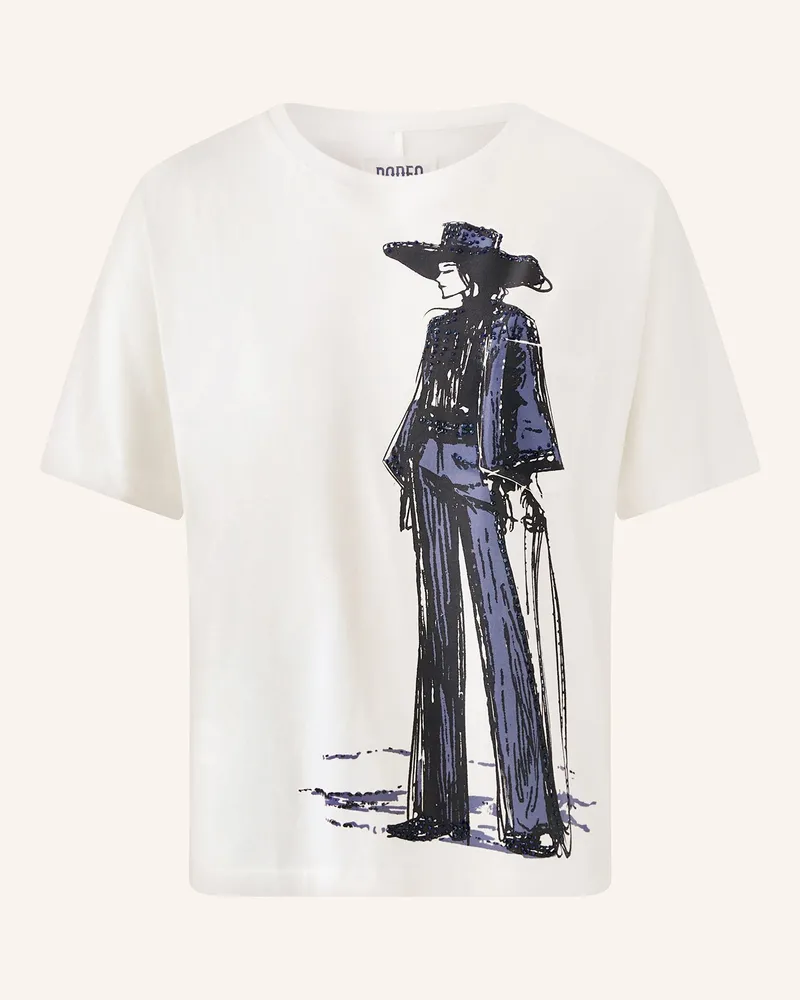 Oui  T-Shirt mit Schmucksteinen Ecru