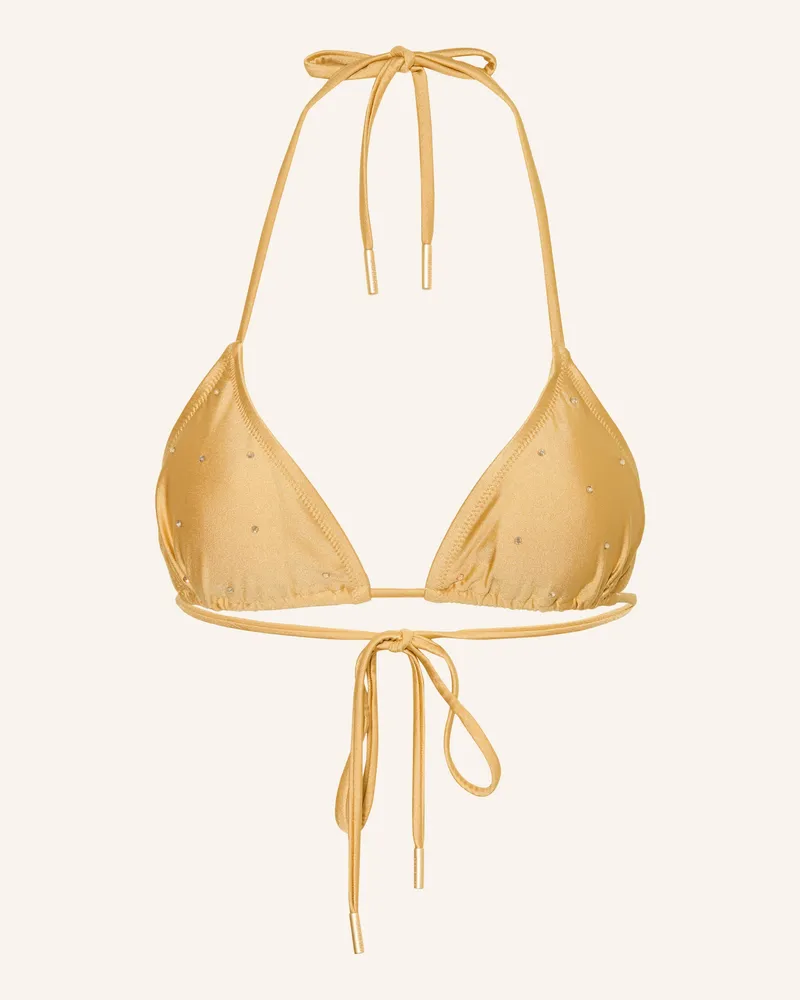GOLDBERGH Triangel-Bikini-Top VELORA mit Schmucksteinen Gold