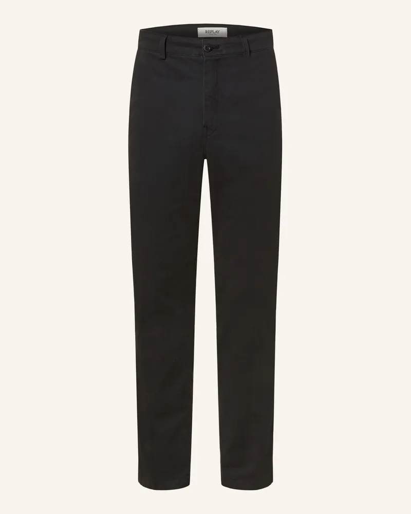 Replay Chino Regular Fit schwarz Schwarz