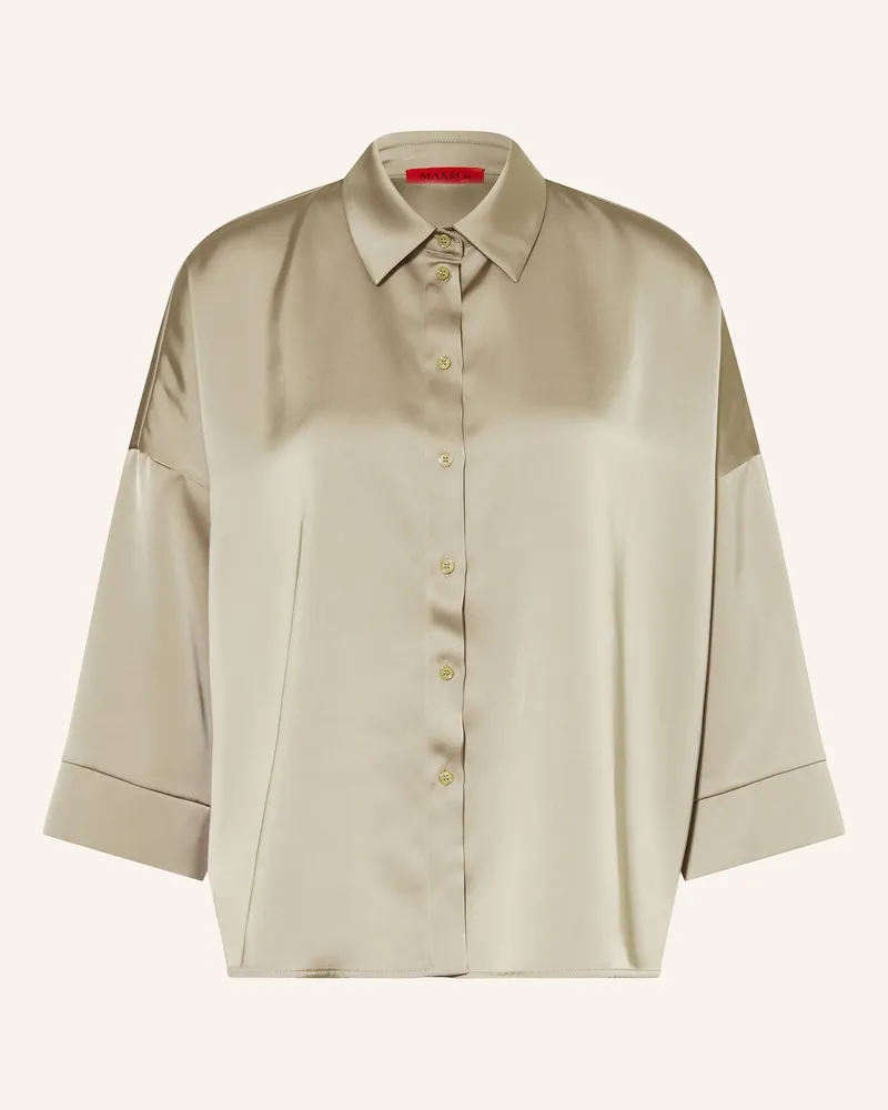 MAX&Co. Satinbluse SBEMBO mit 3/4-Arm Khaki
