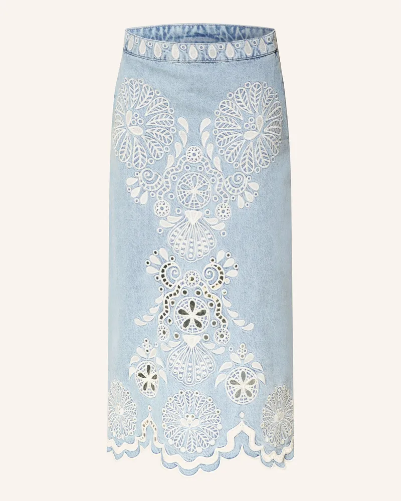 FARM Rio Jeansrock Mit Lochspitze blau Hellblau