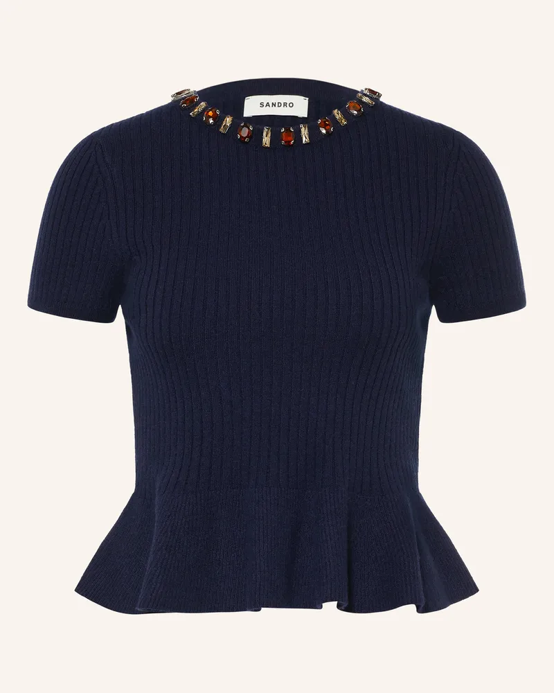 Sandro Strickshirt Mit Schmucksteinen blau Dunkelblau