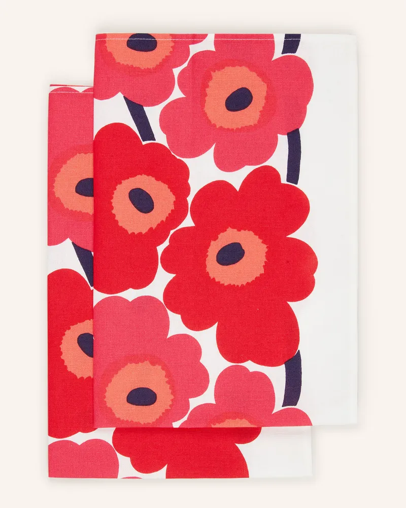 Marimekko 2-er Set Geschirrtücher UNIKKO mit Leinen Rot