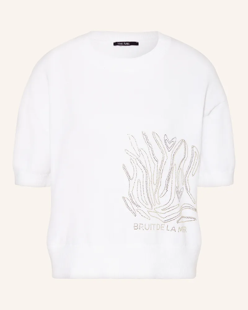 MARC AUREL Strickshirt mit Schmucksteinen Weiss