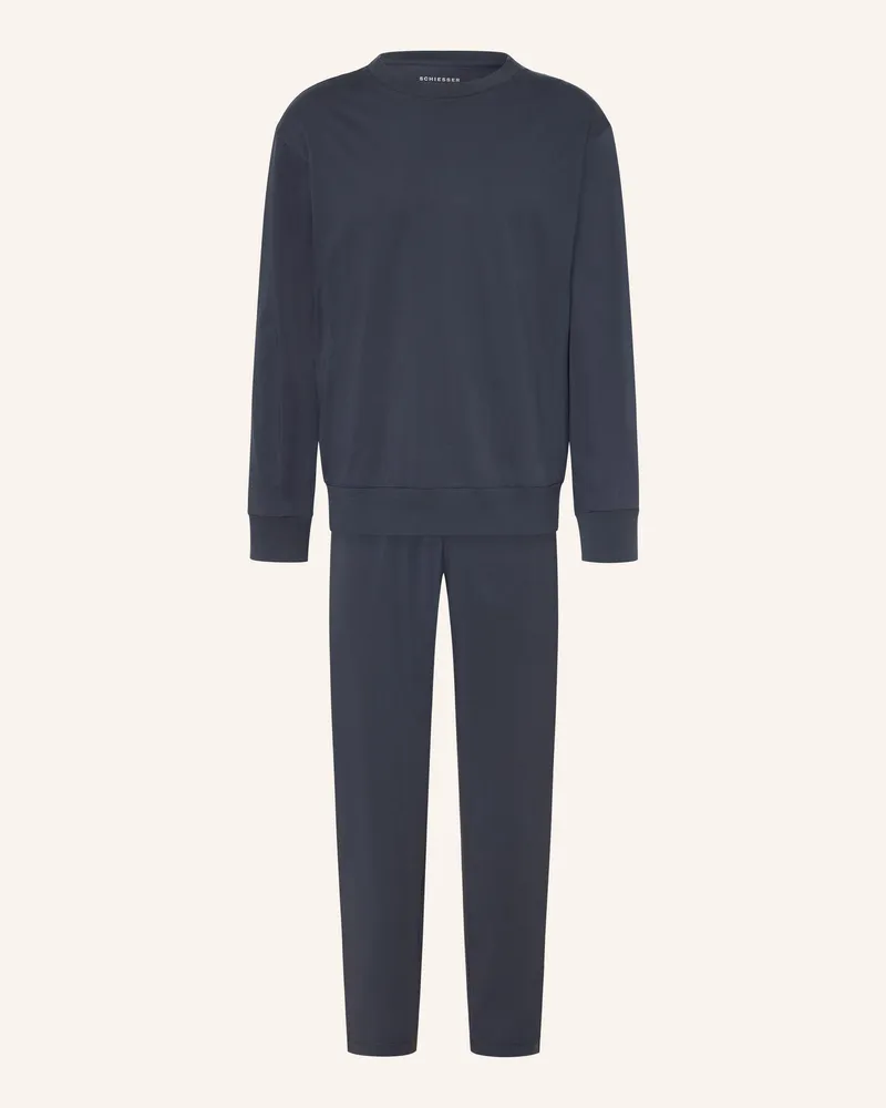 Schiesser Schlafanzug Modern Nightwear blau Blau