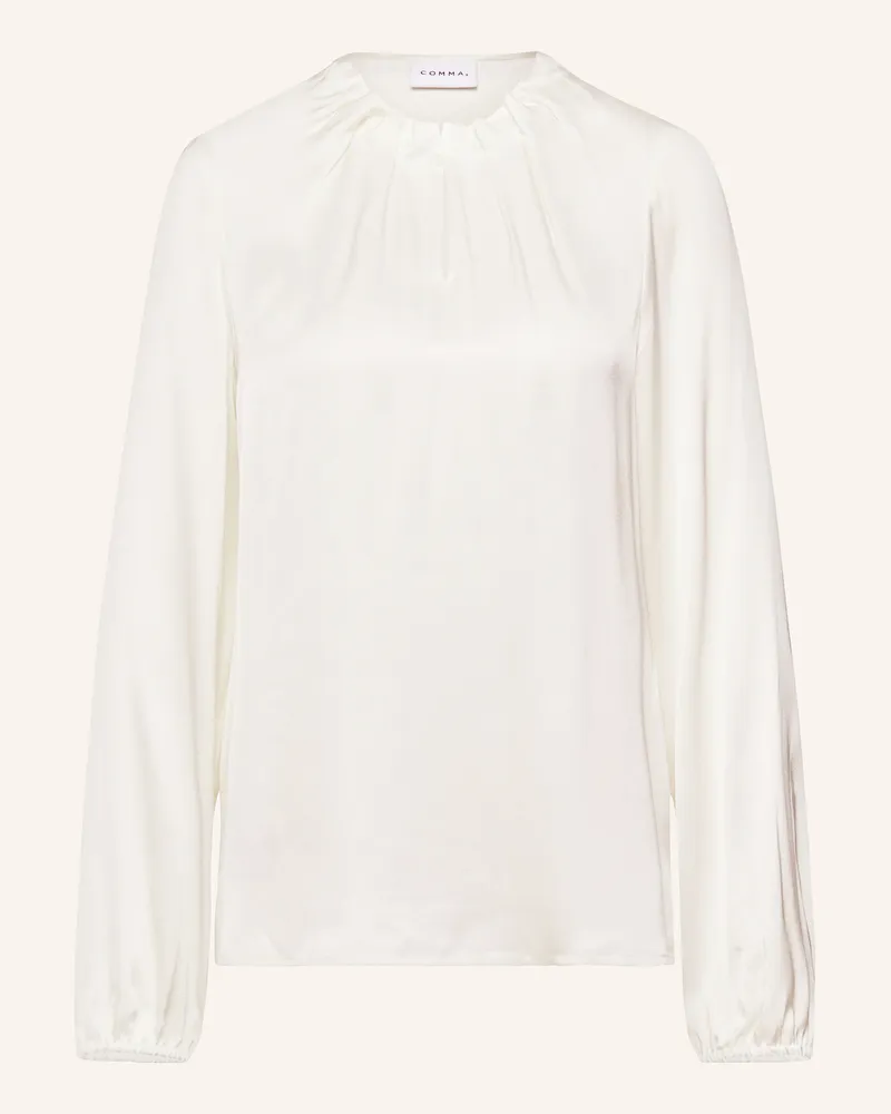 COMMA Blusenshirt SONJA aus Satin mit Rüschen Weiss