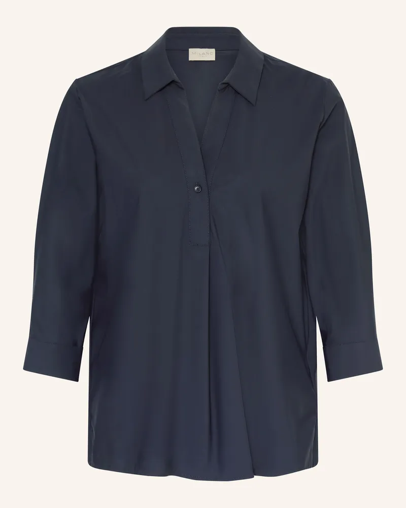Milano Italy Blusenshirt Aus Jersey Mit 3/4-Arm blau Dunkelblau