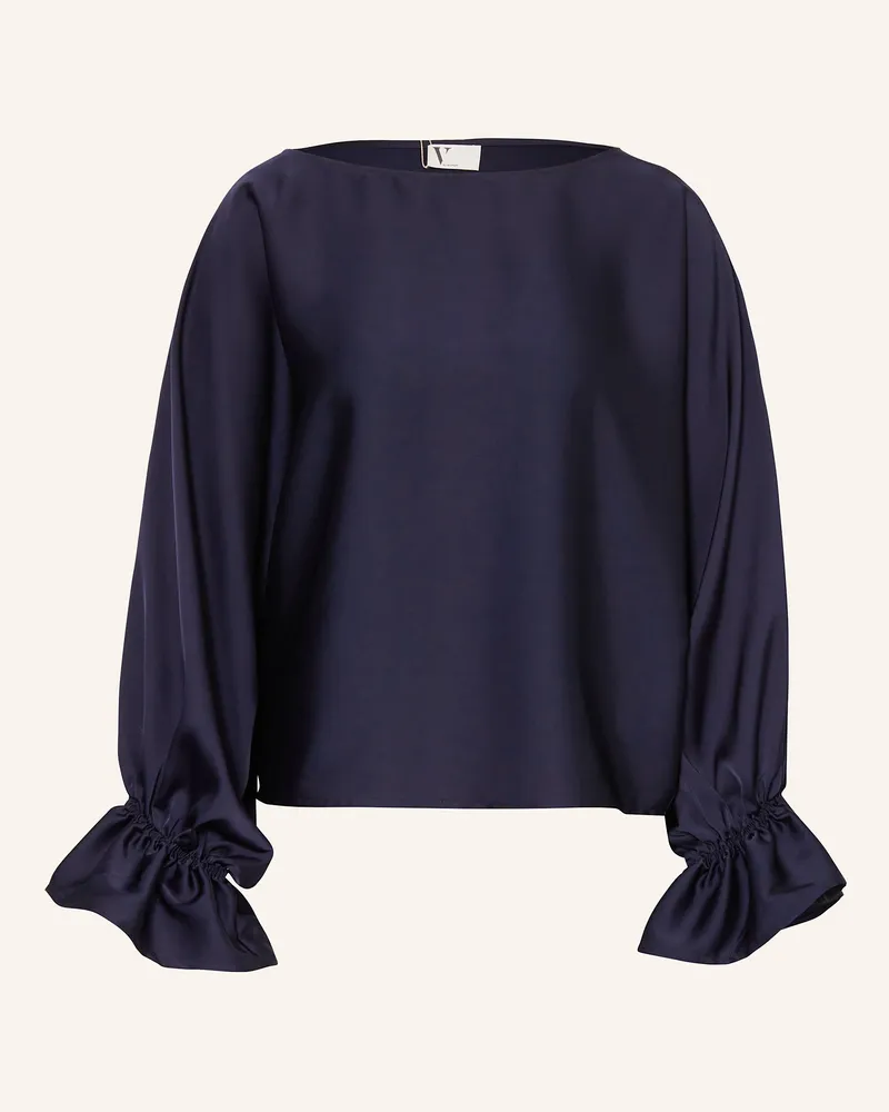 Vera Mont Blusenshirt aus Satin mit Volants Dunkelblau