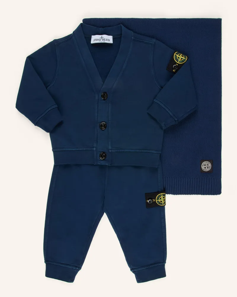 Stone Island Set: Sweatjacke, Hose Und Schal blau Dunkelblau