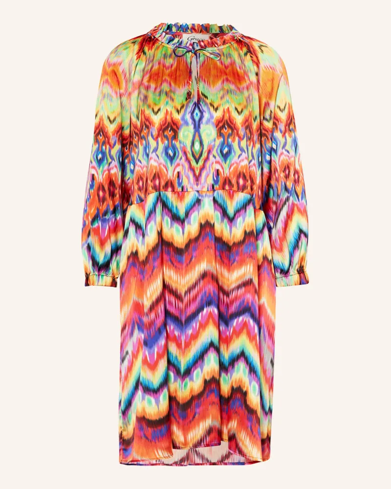 Grace Satinkleid mit 3/4-Arm Neongrün