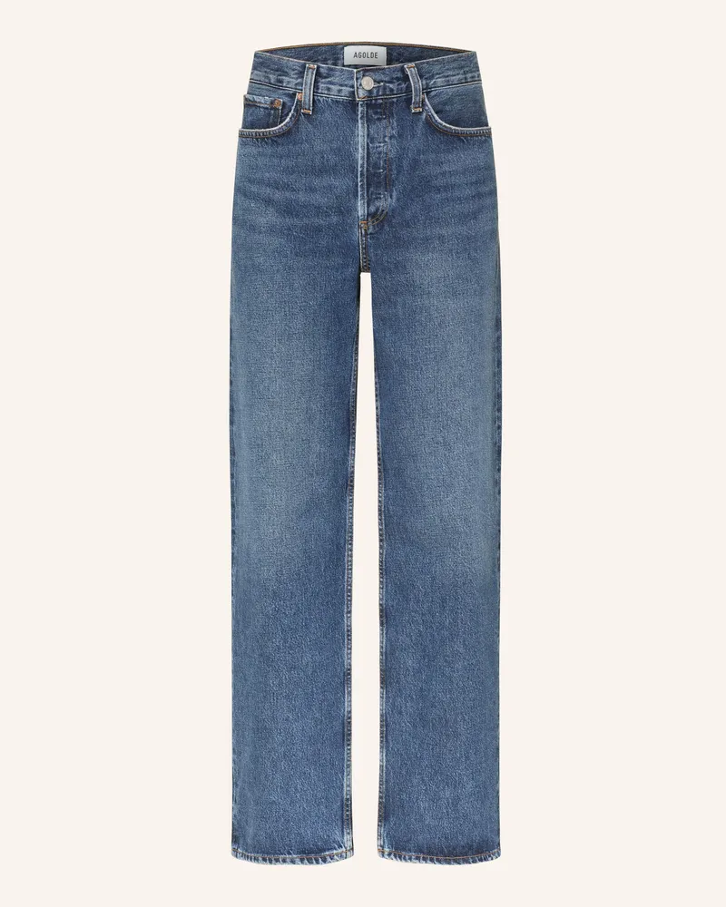 AGOLDE Straight Jeans Arc Jean blau Short