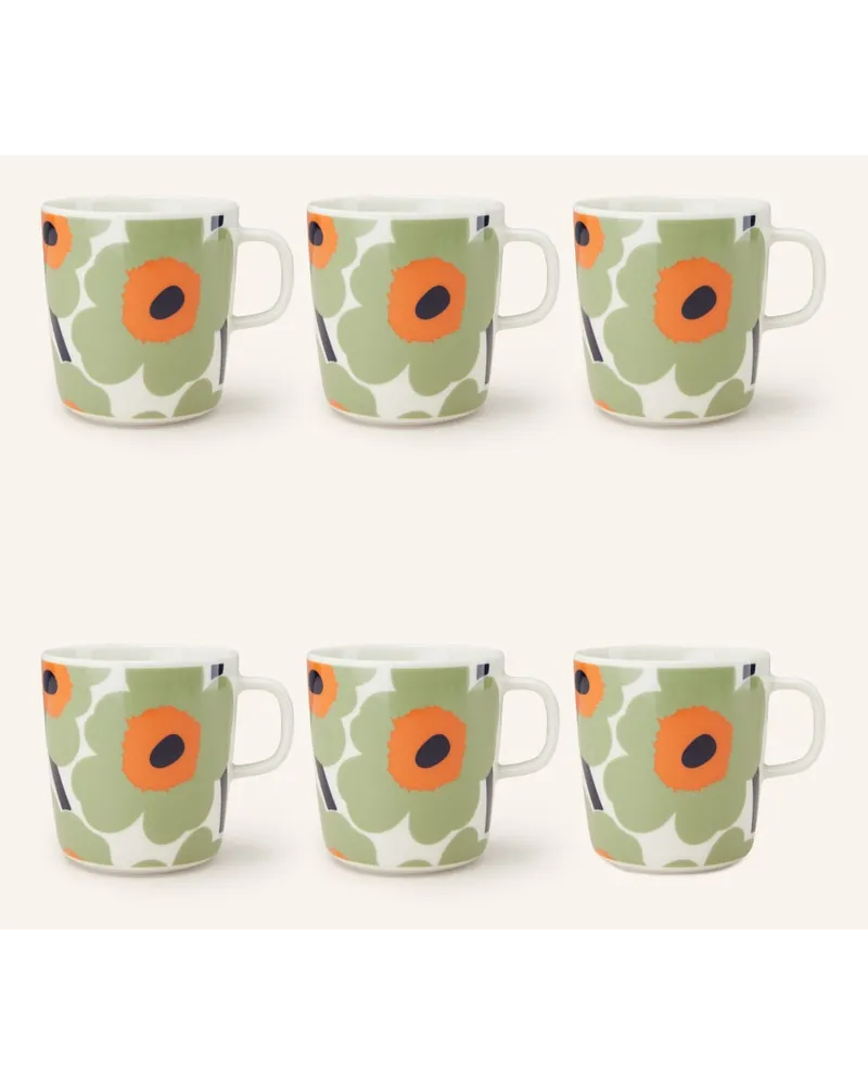 Marimekko 6er-Set Henkelbecher OIVA/UNIKKO Gruen