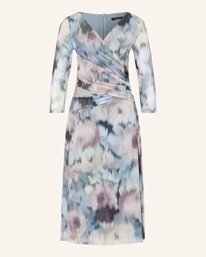 Swing Mesh-Kleid mit 3/4-Arm Hellblau