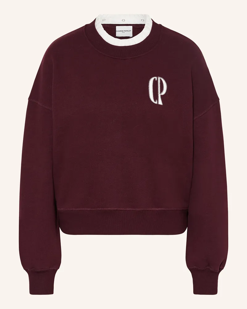 Claudie Pierlot Sweatshirt mit abnehmbarem Kragen Dunkelrot